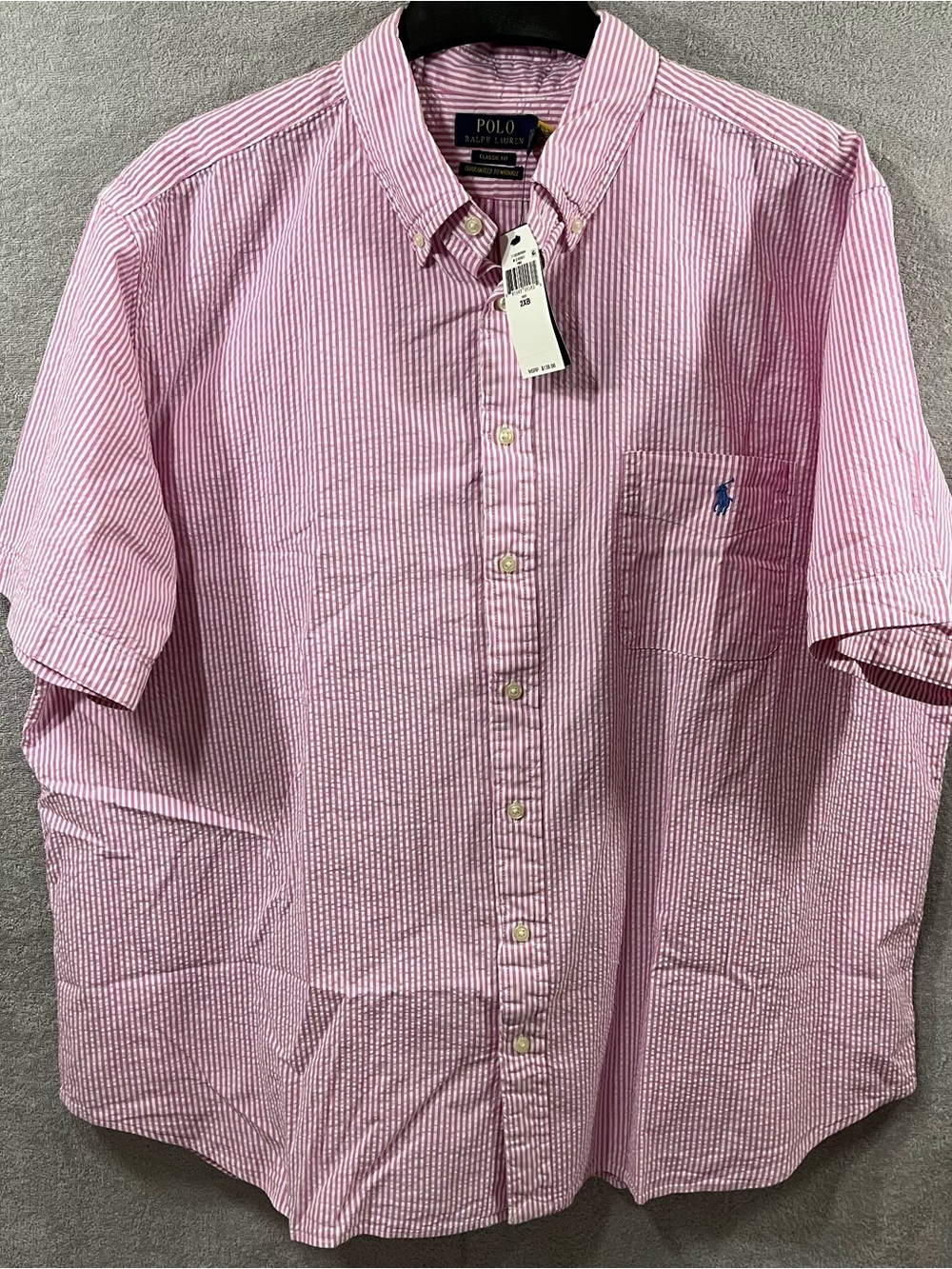 Polo Ralph Lauren Shirt Mens 2XB Pink Seersucker Short Sleeve Lightweight NWT